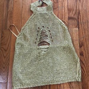 Gold halter top